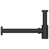 AC-MB-36 Brass Round Bottle Trap With Long Wall Connection Pipe & Wall Flange (Matt Black)