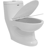 OPC-18112PP Elite Washdown One Piece Closet S Trap (9" Inch) With Soft Close Seat Cover, Hinges, Fixing Accessories Set and Accessories Set, Cistern Fittings