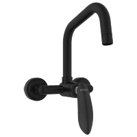 KA-MB-3143 Single Lever Sink Mixer With Swinging Spout With Connecting Legs With Wall Flange (Wall Mounted Model) (Matt Black)