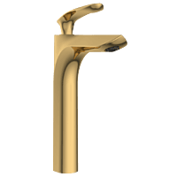 KA-GG-3128 Single Lever Tall Basin Mixer With Braided Hoses (Table Mounted Model) (Gold)
