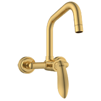 KA-GG-3143 Single Lever Sink Mixer With Swinging Spout With Connecting Legs With Wall Flange (Wall Mounted Model) (Gold)