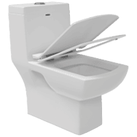 OPC-23121PP Solo Washdown One Piece Closet P Trap With Soft Close Seat Cover, Hinges, Fixing Accessories Set and Accessories Set, Cistern Fittings