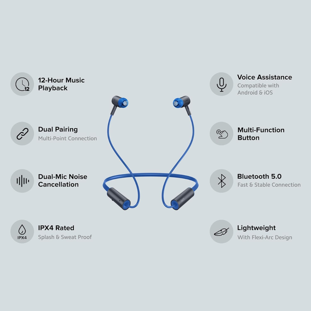 Redmi Sonic Bass Wireless Bluetooth 5.0 Neckband in-Ear Earphones with Mic