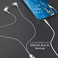 Portronics Conch 50 in-Ear Wired Earphone with Mic, 3.5mm Audio Jack(White)