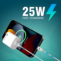 Portronics Adapto 25 Plus 25W Type C PD  (White)Superfast Slim Mobile Charging Adaptor,GaN Technology