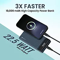 Portronics Luxcell B 10K (Dark Blue)mAh 22.5W Fast Charging Power Bank, Ultra Slim Power Bank with Mach USB-A Output, Type C PD Output, Type C Input, Wake Up Button