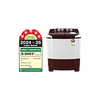 LG 8 Kg Semi Automatic Washing Machine with Roller Jet Pulsator, Wind Jet Dry, Burgundy, 5 Star