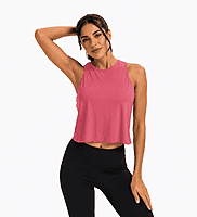Workout Tops for Women Cropped Open Back Sleeveless Tank Tops Athletic Gym Yoga Shirts Loose Fit Peach