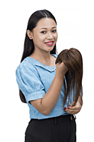 3"x 5" | Scalp topper with side-bang