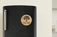 Bamboo Fridge Magnet, No 7, Round, 6 cm