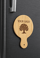 Bamboo Fridge Magnet, No 8, Round, 6 cm