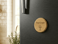 Bamboo Fridge Magnet, No 9, Round, 4.5 cm