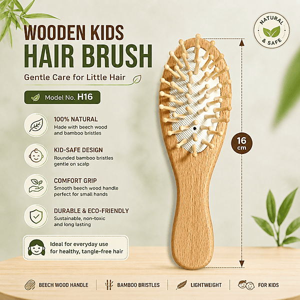 H16 BEECH KIDS HAIR BRUSH 16CM