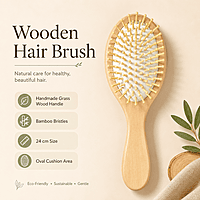 H18 OVAL SHAPE WOODEN HAIR BRUSH, LARGE