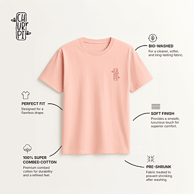 Churrpi Plain T-shirt For Women | Light Pink