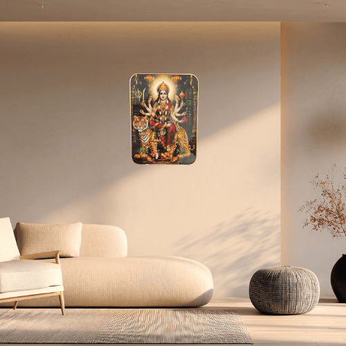 Divine Durga Maa Crystal Finish Plaque – Premium Wall Art
