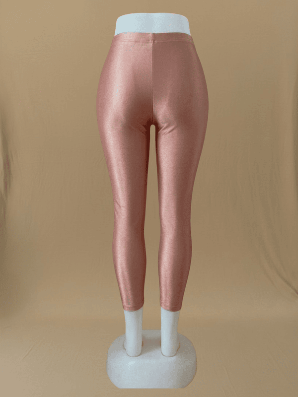 Women Rose Gold Shimmer Leggings