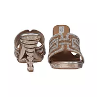 LA PARIS Women’s Gold Embellished Flat Sandals