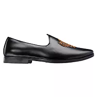 High Class Men's Black Embroidered Loafers