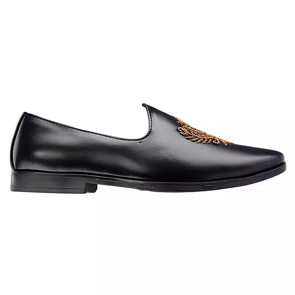 High Class Men's Black Embroidered Loafers