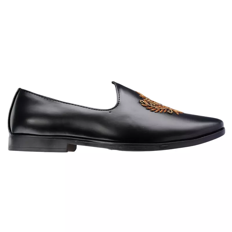 High Class Men's Black Embroidered Loafers