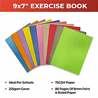 Janrax 9x7"" Grey 80 Page Feint Ruled with Margin Exercise Book WF Paper with 225gsm Manilla Cover