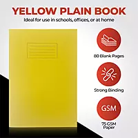 Janrax A4 Yellow 80 Page Blank Paper Exercise Book WF Paper with 225gsm Manilla Cover
