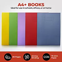 Janrax A4+ Purple 48 Page Feint Ruled and Margin Exercise Book WF Paper with 225gsm Manilla Cover 240x340mm Workbook