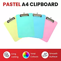 A4 Pastel Pink Plastic Clipboard with Metal Clip and Round Corner