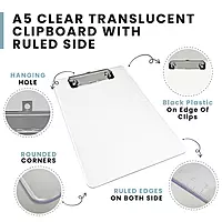 A5 Clear Translucent Clipboard - with Ruled Side