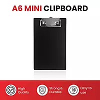Black Mini Clipboard - Small Pocket A6 Clip Board