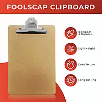 Janrax Foolscap MDF Clipboard with Butterfly Clip (A4 Plus)