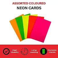 Pack of 40 Assorted Coloured Neon Fluorescent Rectangle Shape 150 x 100mm