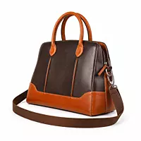The Belmont Dual-Tone Leather Satchel Executive Handbag