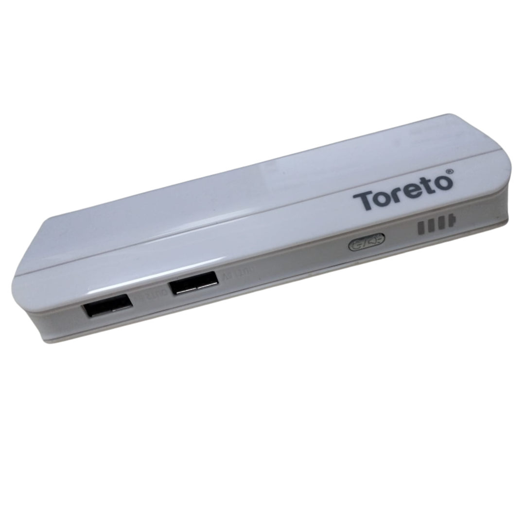 Toreto Power Bank | Dual USB Output, Micro Input Port , Inbuilt Torch – Fast Charging for Mobile, Earbuds, Smartwatch , Smartband (White) Toreto Power Bank | Dual USB Output, Micro Input Port , Inbuilt Torch – Fast Charging for Mobile, Earbuds, Smartwatch , Smartband (White)