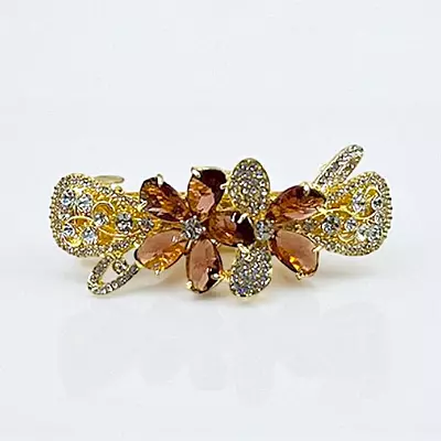Dazzling Crystal Embellished Floral Hair Barrette