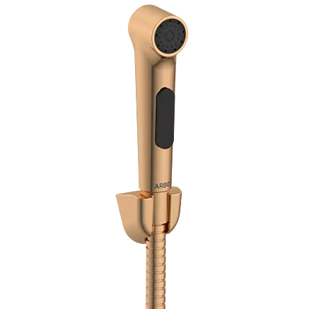 HF-RG-15 ABS Round Health Faucet With Hook & 1.2 Mtr. S.S. Tube (Rose Gold)