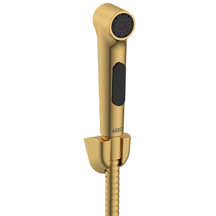 HF-GG-15 ABS Round Health Faucet With Hook & 1.2 Mtr. S.S. Tube (Gold)