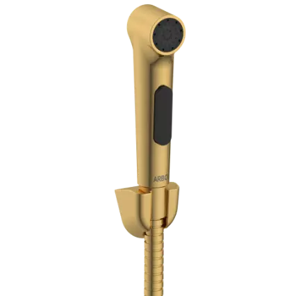 HF-GG-15 ABS Round Health Faucet With Hook & 1.2 Mtr. S.S. Tube (Gold)