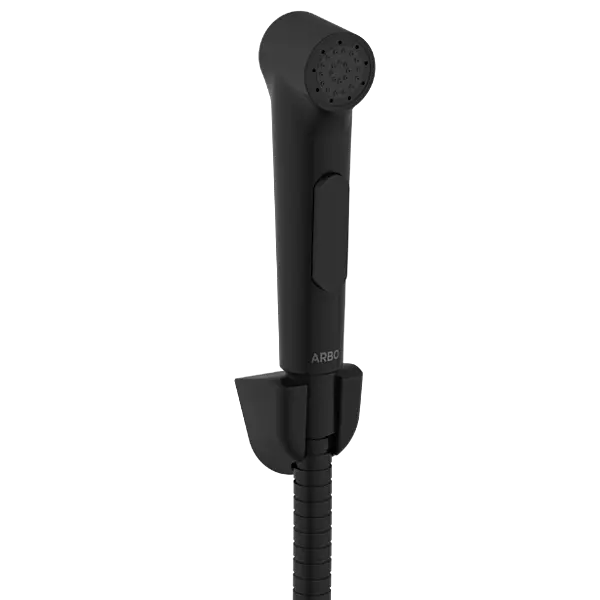 HF-MB-15 ABS Round Health Faucet With Hook & 1.2 Mtr. S.S. Tube (Black)