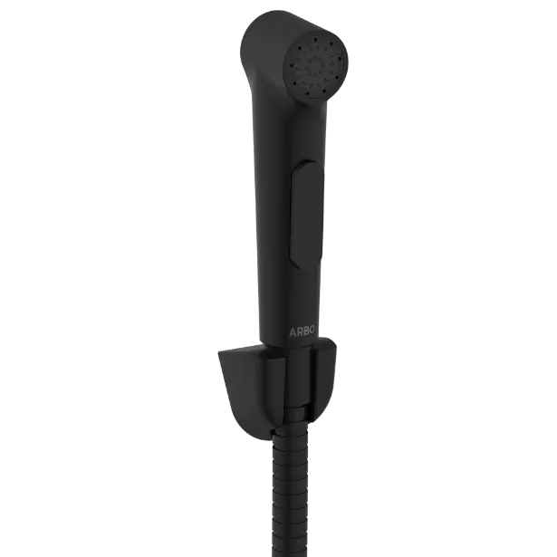 HF-MB-15 ABS Round Health Faucet With Hook & 1.2 Mtr. S.S. Tube (Black)