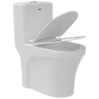 OPC-25211PP Cosmo Siphonic One Piece Closet S Trap (9" Inch) With Soft Close Seat Cover With Hinges, Fixing Accessories Set and Accessories Set, Cistern Fittings