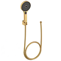 MFS-GG-10 Three Function Hand Shower, Shower Tube With Hook Set (Glossy Gold Finish)