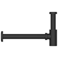 AC-MB-36 Brass Round Bottle Trap With Long Wall Connection Pipe & Wall Flange (Matt Black)