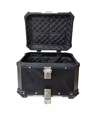 Asiatic Aluminium Top Box 55L with Backrest - Black Asiatic Aluminium Top Box 55L with Backrest - Black