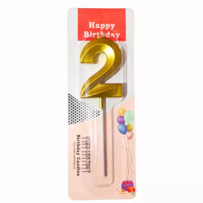 Number 2 Metallic Party Candle