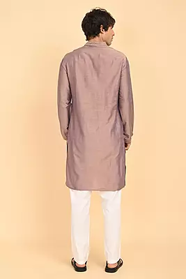 Men Ethnic Embroidered Long Kurta - Maroon