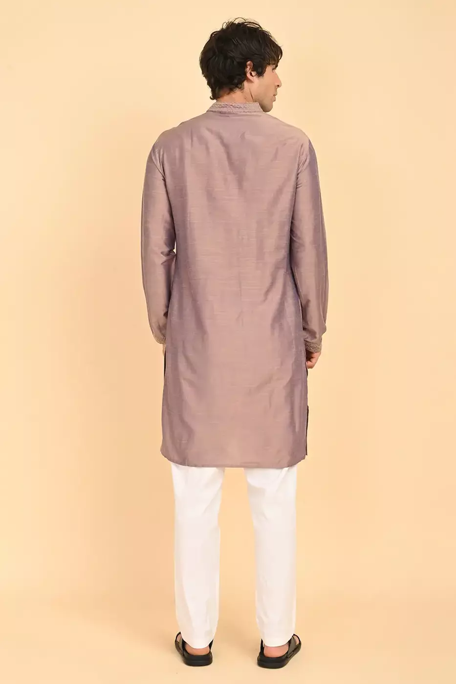 Men Ethnic Embroidered Long Kurta - Maroon