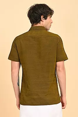 Men Short Sleeve Ethnic Shirt - Green