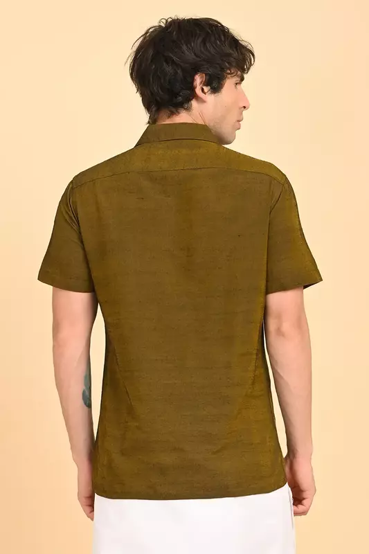 Men Short Sleeve Ethnic Shirt - Green